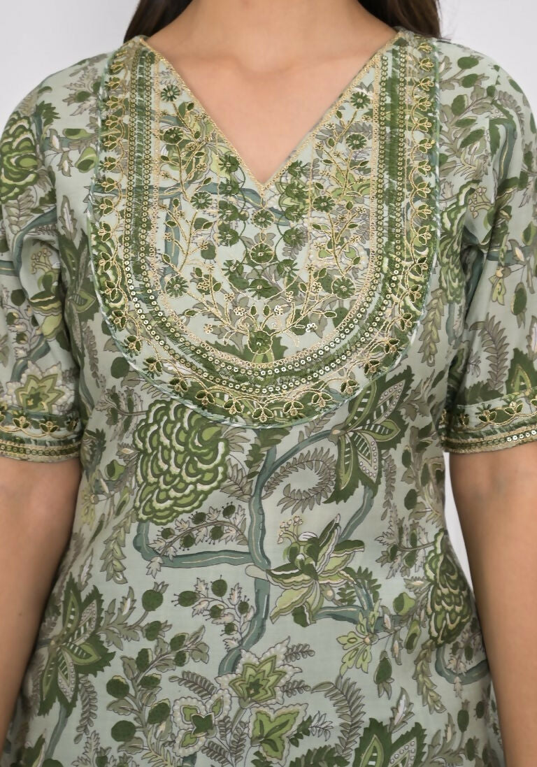 Festive Wear Ethnic Green chanderi Stitched Suit - Anbazaar | Grocsy