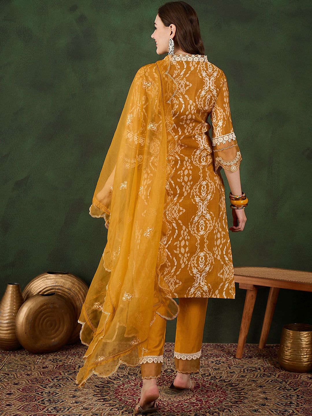 Sangria Embroidered Kurta & Trouser With Dupatta | Grocsy