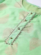 Yufta Women Green & Off-White Printed Kurta with Palazzo | Grocsy