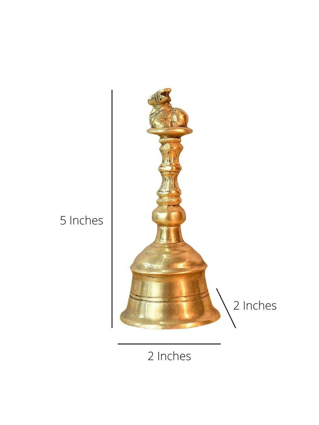 CraftVatika Gold-Toned Brass Hand Held Pooja Bell | Grocsy