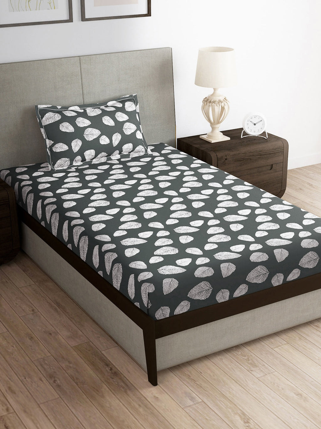 Story@home Green & White Floral Microfiber 180 TC Bedsheet With Pillow Cover | Grocsy