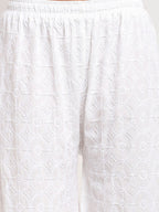 TAG 7 Women White Embroidered Flared Ethnic Palazzos | Grocsy