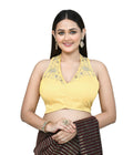 Joban Fashion Women's Yellow Embroidered Stitched Blouse | Grocsy
