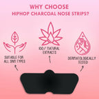 HipHop Skin Care Cleansing Charcoal Nose Strips For Blackheads, Whiteheads Remover, Pore Cleanser, with Natural Extracts | Grocsy