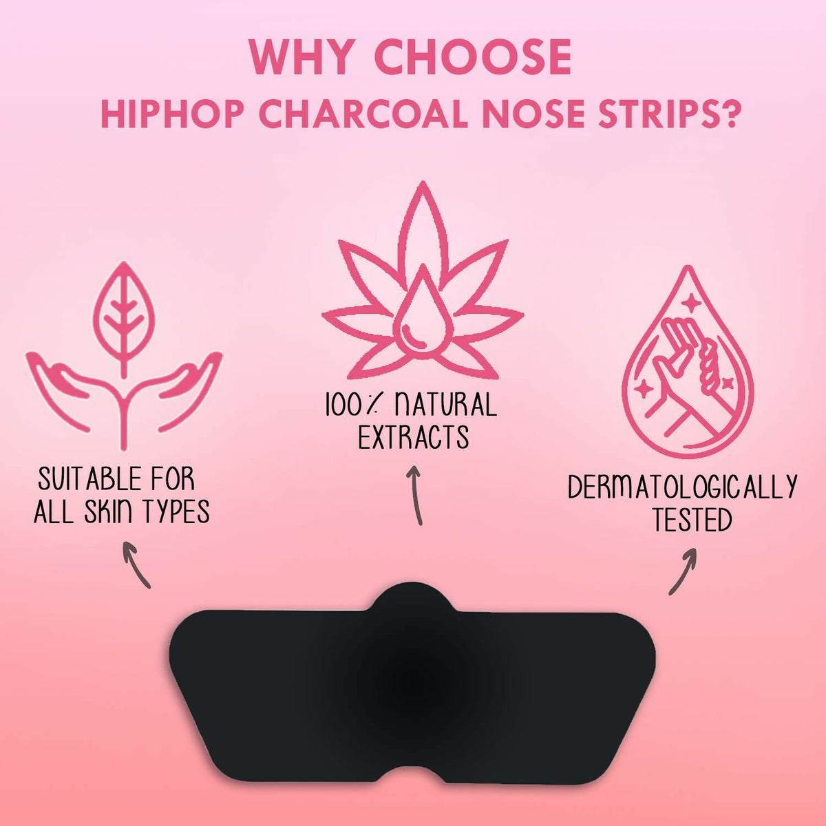 HipHop Skin Care Cleansing Charcoal Nose Strips For Blackheads, Whiteheads Remover, Pore Cleanser, with Natural Extracts | Grocsy