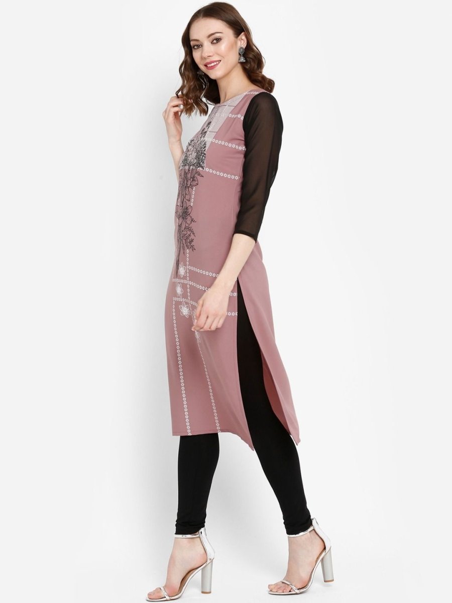 Ahalyaa Women Mauve Printed Straight Kurta | Grocsy