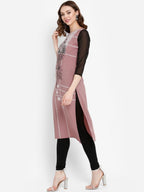 Ahalyaa Women Mauve Printed Straight Kurta | Grocsy