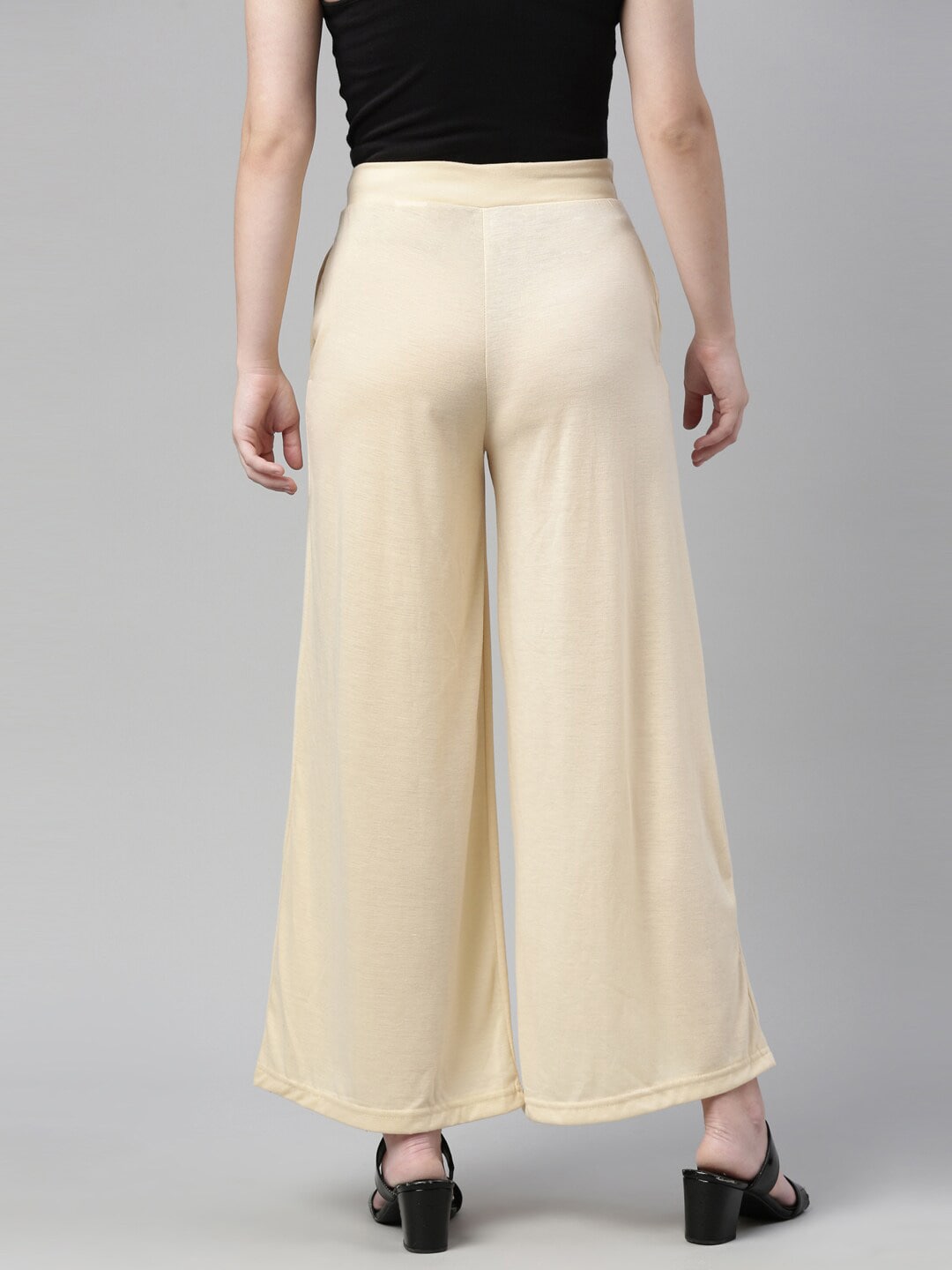 Souchii Beige Knitted Palazzos | Grocsy