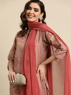 Sangria Women Floral Printed Regular Kurta With Trousers & With Dupatta | Grocsy