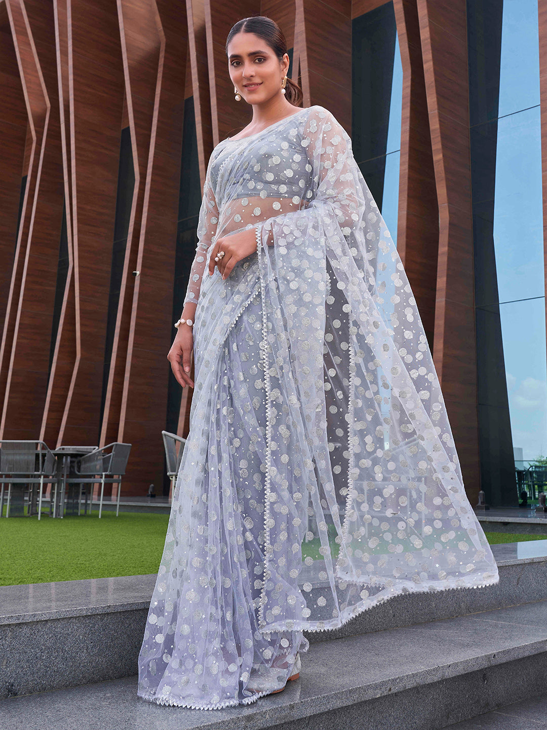 Tikhi Imli Embellished Net Saree | Grocsy