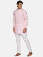 Sethukrishna Mens Pink Pure Cotton Kurta with Pyjamas | Grocsy