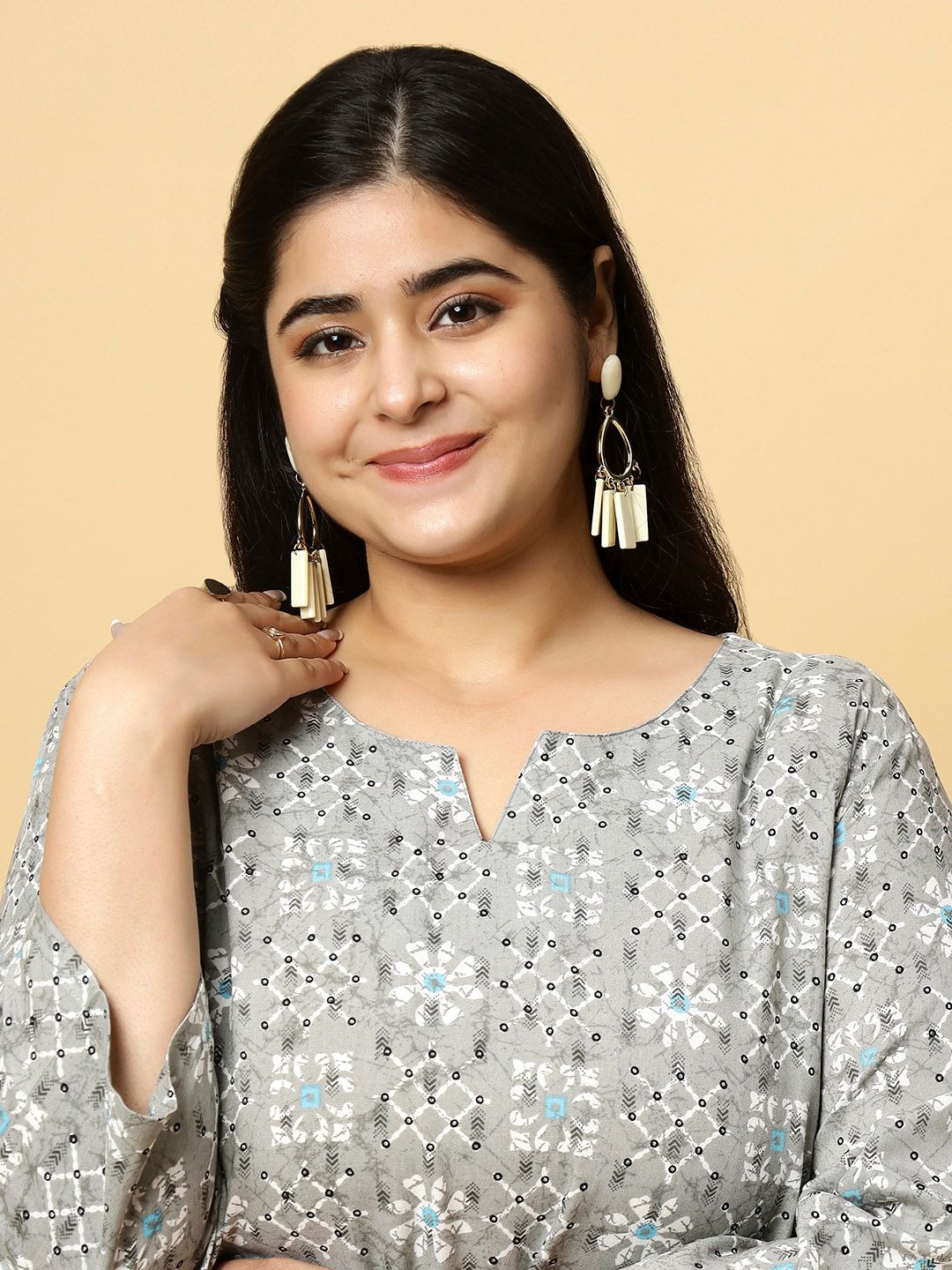 Sztori Plus Size Ethnic Motifs Printed Pure Cotton Kurta & Trouser | Grocsy