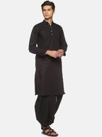Sethukrishna Men Black Pure Cotton Kurta with Dhoti Pants | Grocsy
