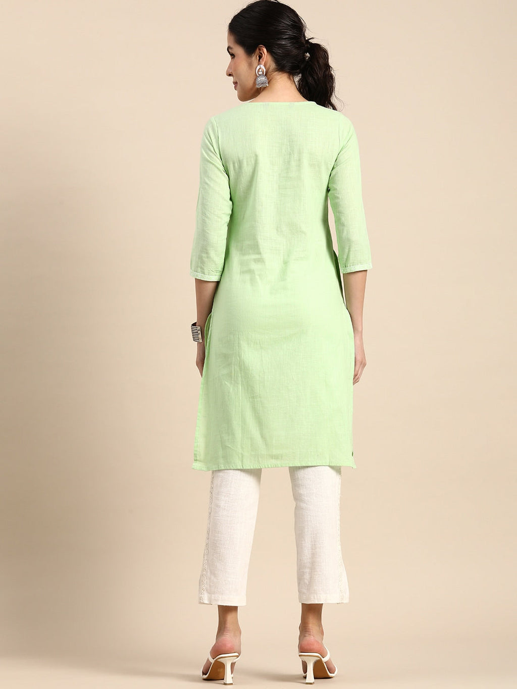 Sangria Women Ethnic Motifs Embroidered Mirror Work Kurta | Grocsy