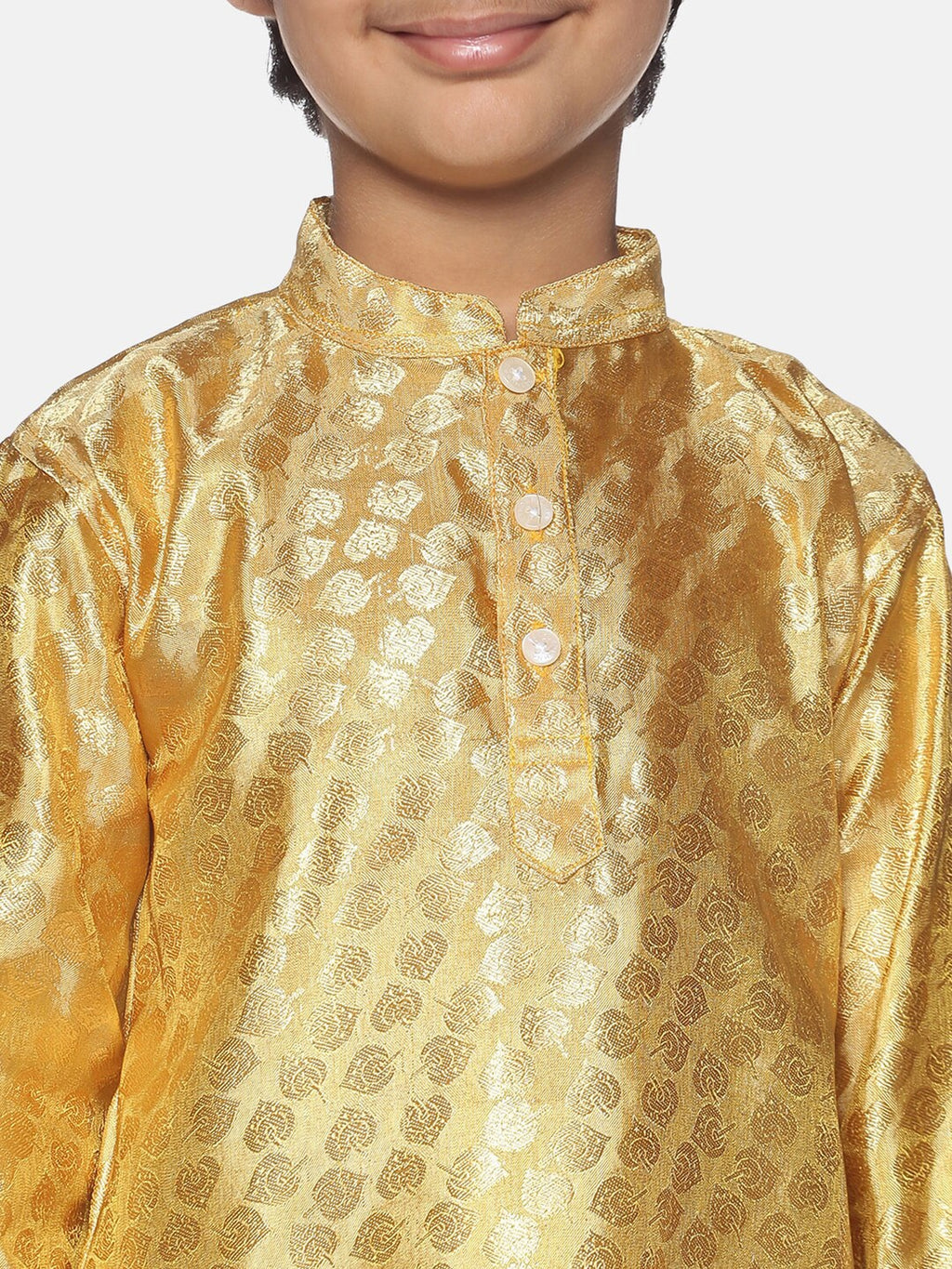 Sethukrishna Boys Gold-Toned Self Design Kurta with Pyjamas | Grocsy