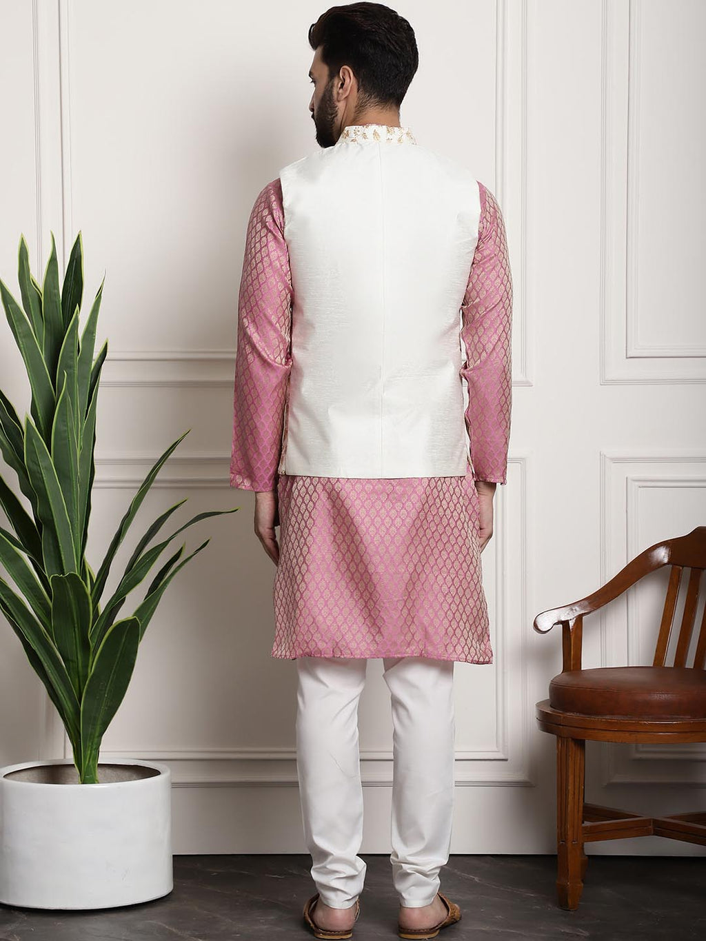 Sojanya Ethnic Motifs Regular Kurta With Churidar & With Nehru Jacket | Grocsy