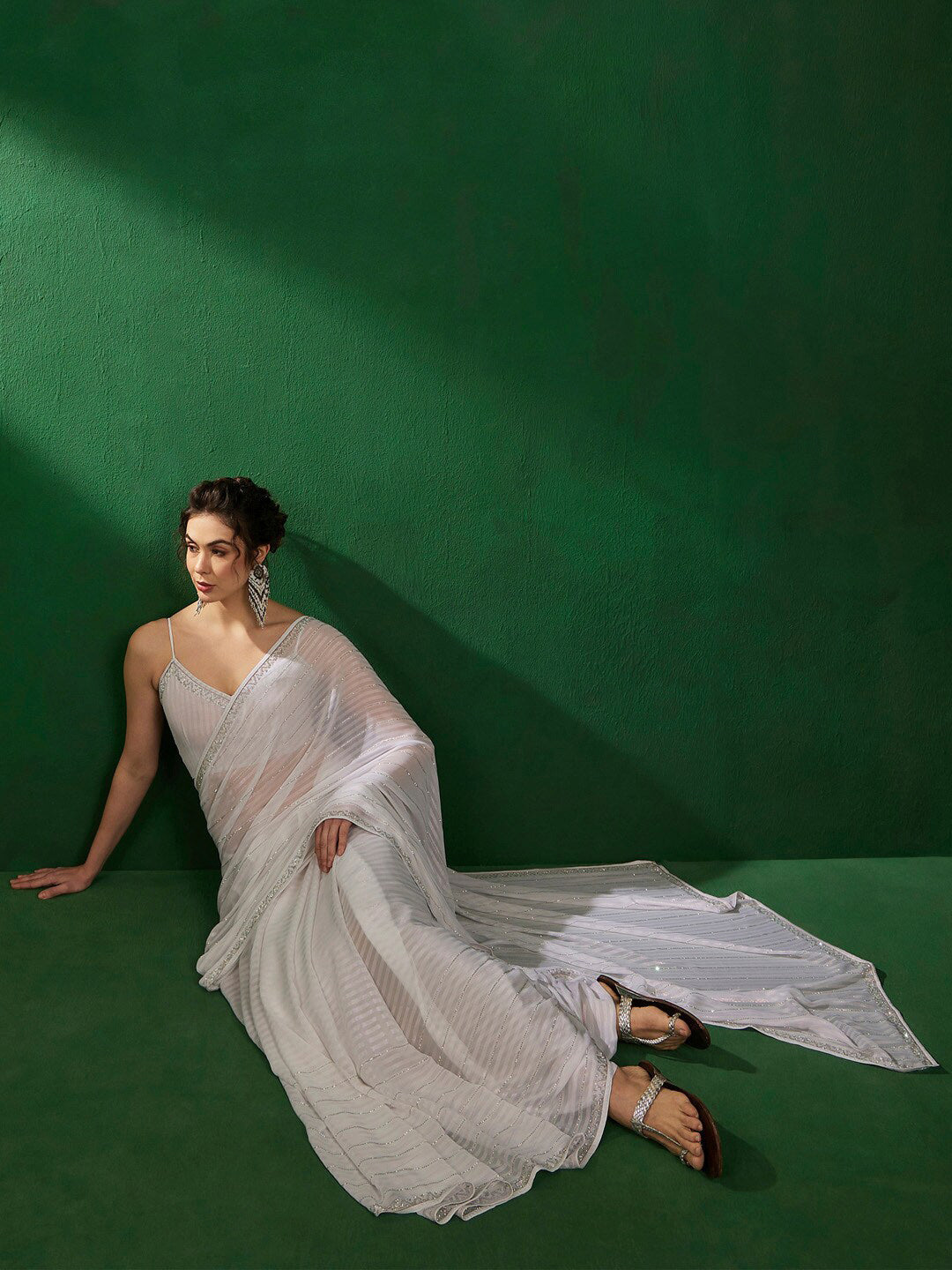 Sangria Embellished Pure Georgette Sarees | Grocsy
