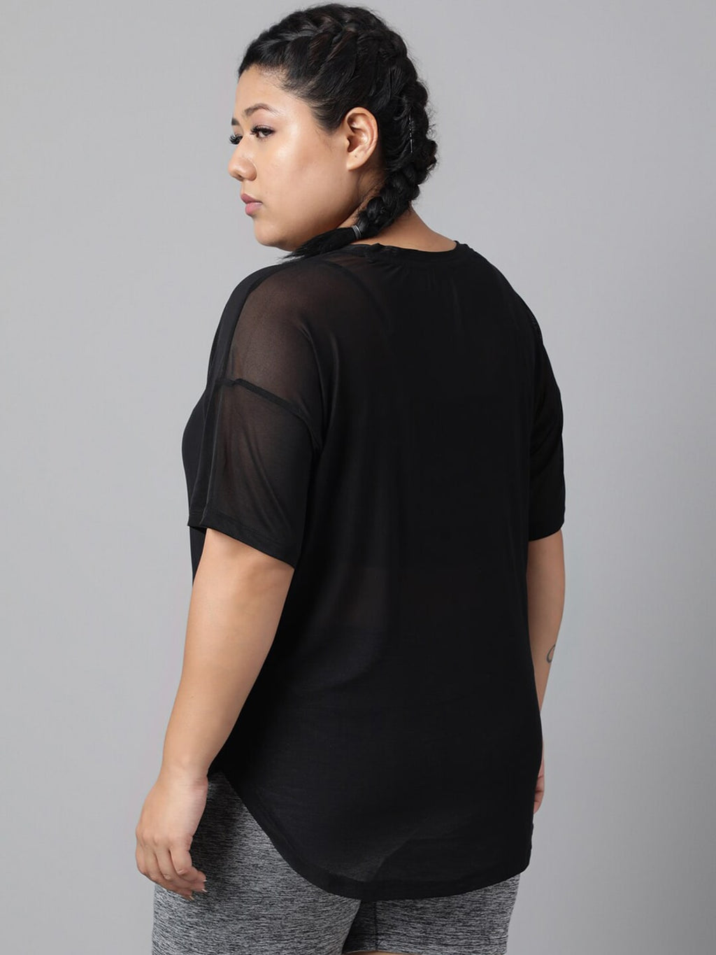 MKH Plus Size Typography Printed Drop-Shoulder Sleeves Dri-FIT Relaxed Fit Sports T-shirt | Grocsy