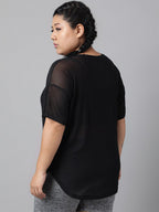 MKH Plus Size Typography Printed Drop-Shoulder Sleeves Dri-FIT Relaxed Fit Sports T-shirt | Grocsy