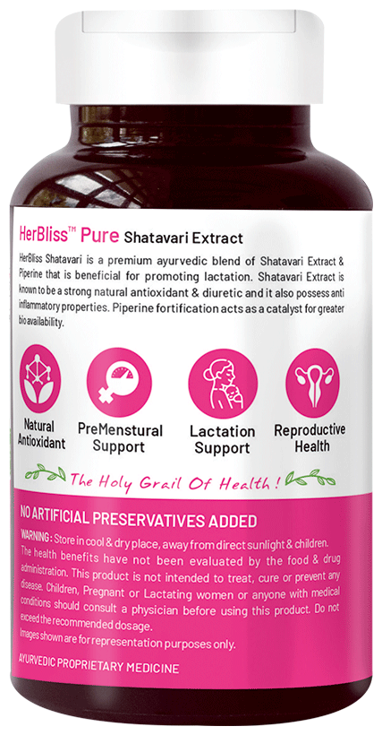 Bliss Welness Women's Wellness Shatavari Biopiperine Veg Tablet | Grocsy