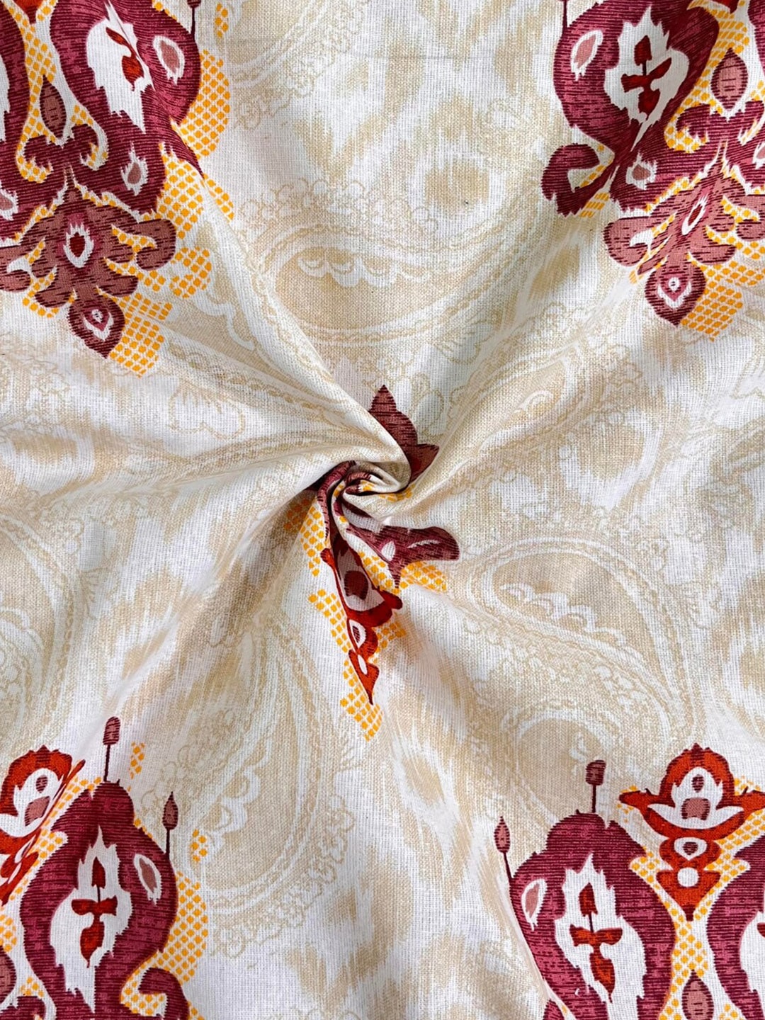 URBAN SPACE Divine White Ethnic Motifs 144 TC Cotton Queen Bedsheet & 2 Pillow Covers | Grocsy