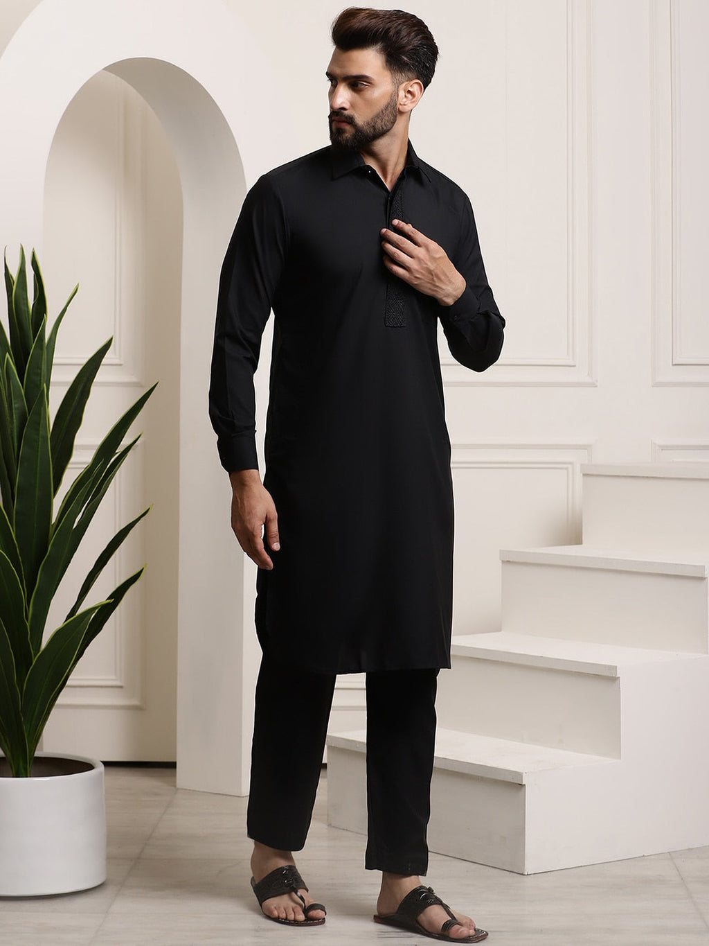Sojanya Cotton Linen Kurta With Pyjamas | Grocsy