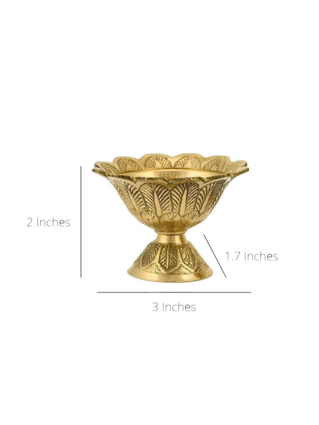 CraftVatika Gold-Toned Brass Engraved Diya | Grocsy