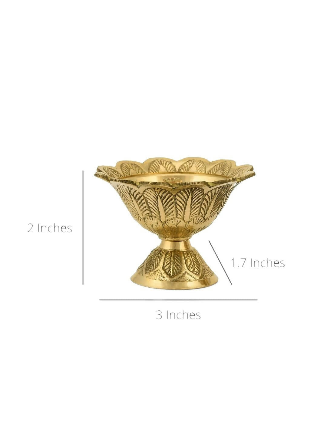 CraftVatika Gold-Toned Brass Engraved Diya | Grocsy