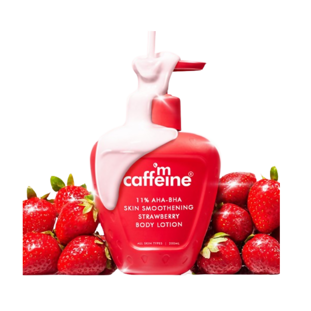 mCaffeine 11% AHA-BHA Skin Smoothening Strawberry Body Lotion | Grocsy