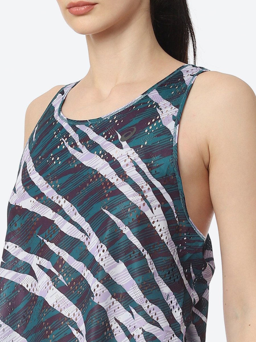 ASICS Ventilate Actibreeze Aop Women White Green Printed T-shirt | Grocsy