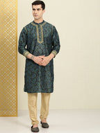 House of Pataudi Paisley Printed Rozana Kurta With Zari Detail | Grocsy