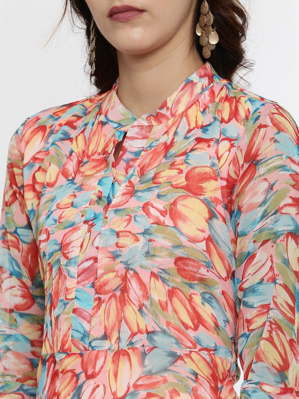 Souchii Multicoloured Floral Print Fit & Flare Asymmetric Dress | Grocsy
