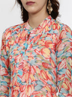 Souchii Multicoloured Floral Print Fit & Flare Asymmetric Dress | Grocsy