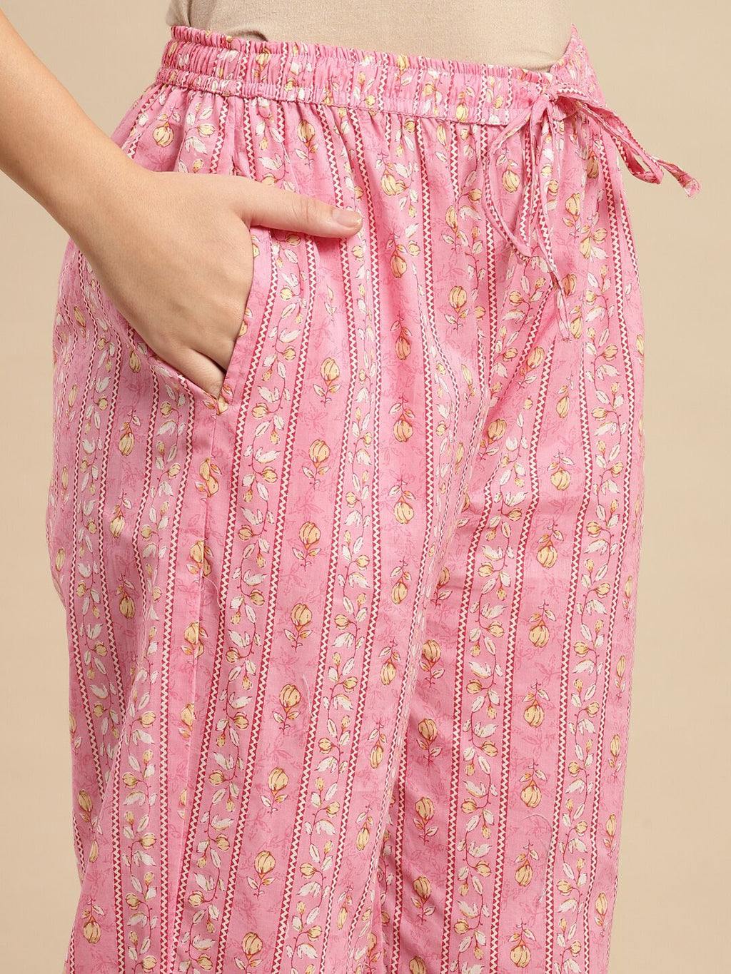 Sangria Floral Printed Pure-Cotton Straight Kurta With Trouser & Dupatta | Grocsy