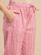 Sangria Floral Printed Pure-Cotton Straight Kurta With Trouser & Dupatta | Grocsy