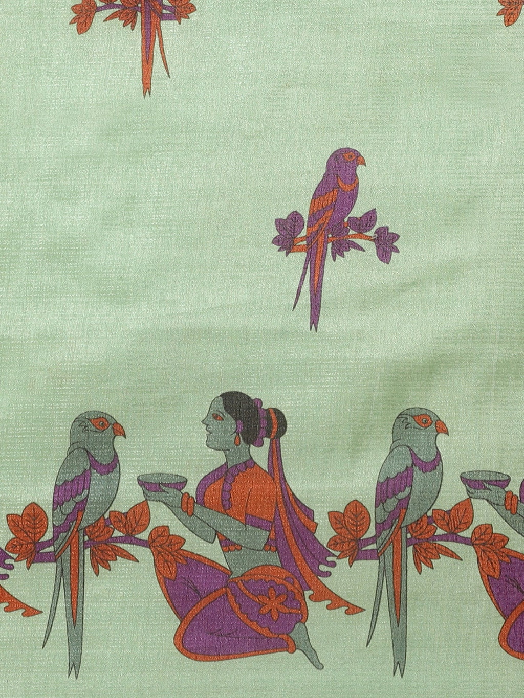 Saree Mall Green & Purple Ethnic Motifs Print Bhagalpuri Saree | Grocsy