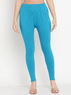 TAG 7 Women Pack Of 2 Pink and Blue Solid Comfort-Fit Ankle-Length Leggings | Grocsy