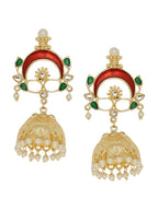 Shoshaa Gold-Polished & Red Enamelled Classic Jhumkas | Grocsy