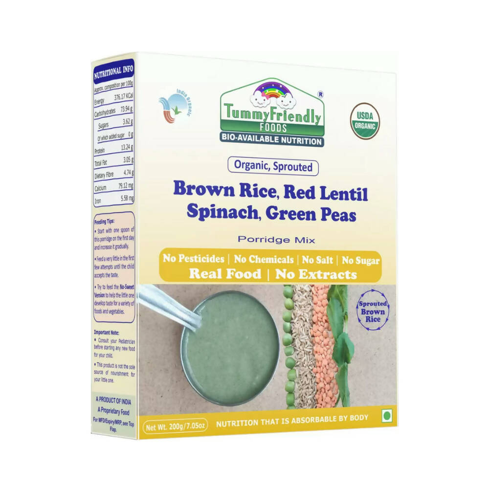 TummyFriendly Foods Stage3 Sprouted Ragi, Brown Rice, Oats, Sathu Maavu, Pulses, Vegetables & Fruit Porridge Mixes For 8 Months | Grocsy