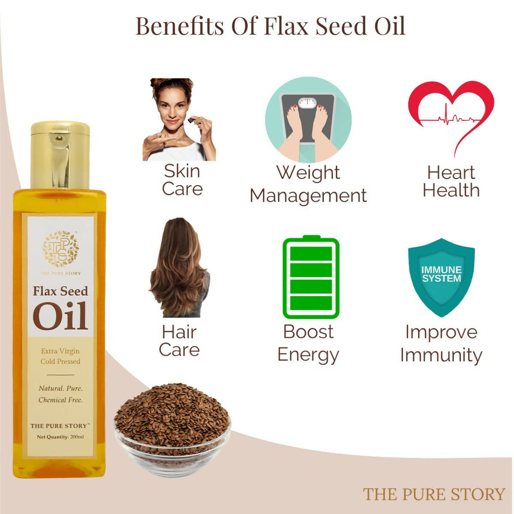 The Pure Story Natural Cold Pressed Flax Seed Oil for Hair & Skin | Grocsy