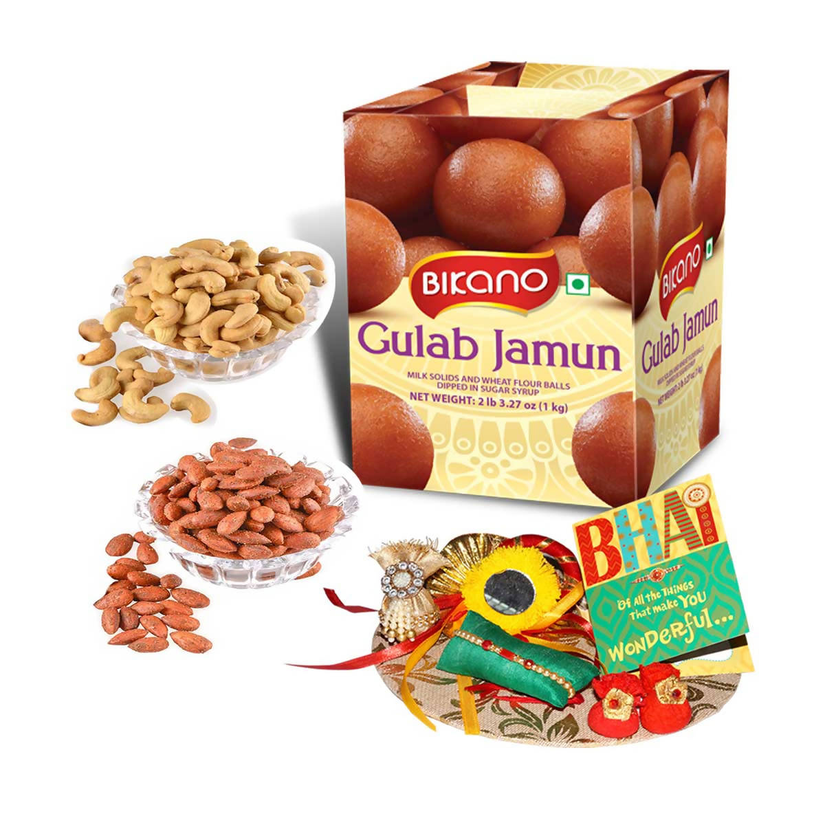 Bikano Gulab Jamun and Dryfruits Rakhi Gifts | Grocsy
