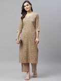 Miravan Women's Pure Cotton Printed Straight Kurta And Palazzo | Grocsy