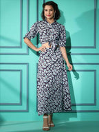 Purple Crepe Floral Printed Top with Matching Skirt - Shivani | Grocsy