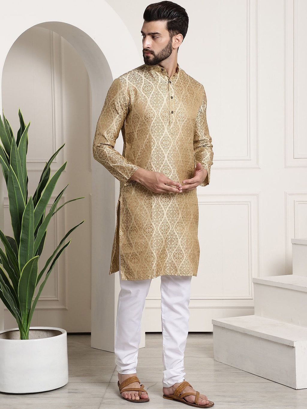 Sojanya Ethnic Motifs Woven Design Regular Kurta With Churidar | Grocsy
