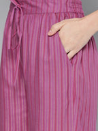 HERE&NOW Women Purple Printed Regular Kurta with Palazzos | Grocsy