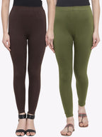 TAG 7 Women Pack Of 2 Solid Ankle-Length Leggings | Grocsy