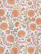 HERE&NOW White & Yellow Floral Printed Sequined Cotton Kurta | Grocsy