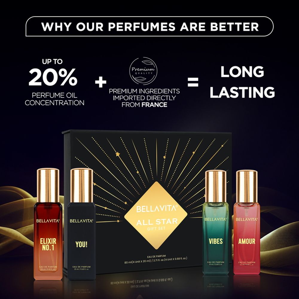 Bella Vita Organic All Star Long Lasting Perfume Gift Set For Man | Grocsy