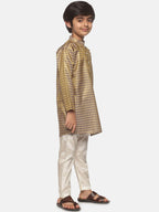 Sethukrishna Boys Gold-Toned Ethnic Motifs Kurta with Pyjamas | Grocsy