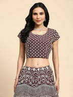 Brown Georgette Thread Embroidered Lehenga Choli with Dupatta - Tanya | Grocsy